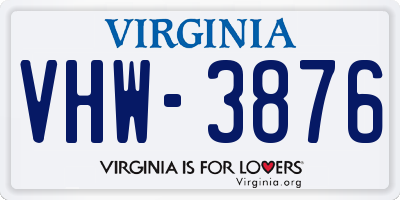 VA license plate VHW3876