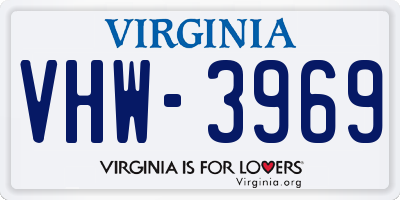VA license plate VHW3969