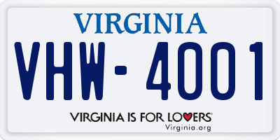 VA license plate VHW4001