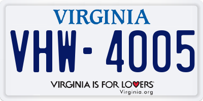 VA license plate VHW4005