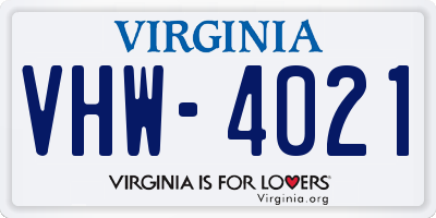 VA license plate VHW4021
