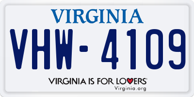 VA license plate VHW4109