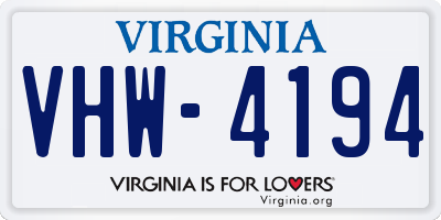 VA license plate VHW4194