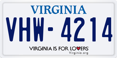 VA license plate VHW4214