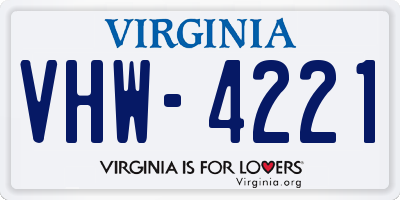 VA license plate VHW4221