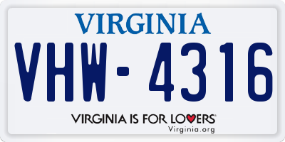 VA license plate VHW4316