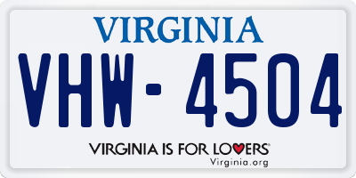 VA license plate VHW4504