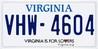 VA license plate VHW4604
