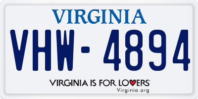 VA license plate VHW4894