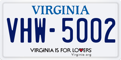 VA license plate VHW5002