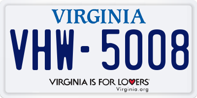 VA license plate VHW5008