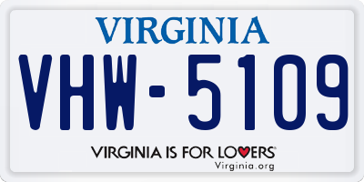 VA license plate VHW5109