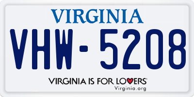VA license plate VHW5208