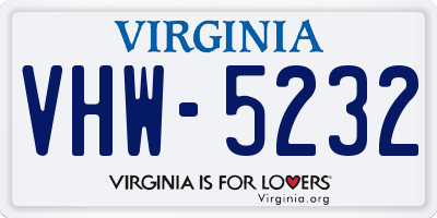 VA license plate VHW5232