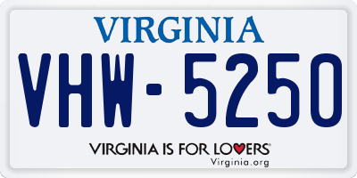 VA license plate VHW5250