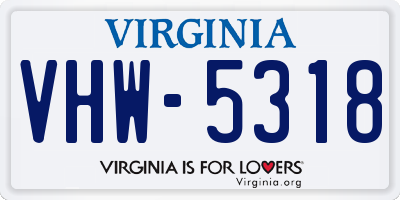 VA license plate VHW5318