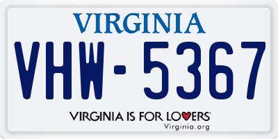 VA license plate VHW5367