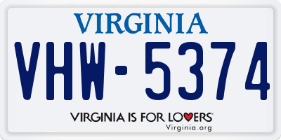 VA license plate VHW5374