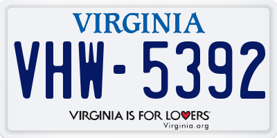 VA license plate VHW5392
