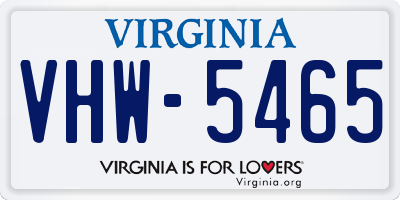 VA license plate VHW5465