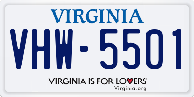 VA license plate VHW5501