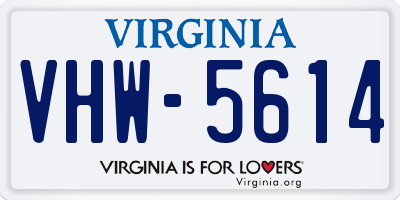 VA license plate VHW5614