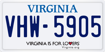 VA license plate VHW5905