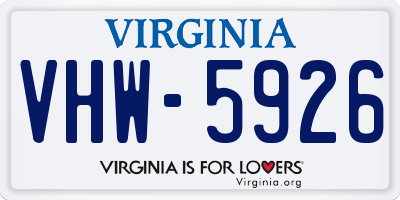 VA license plate VHW5926
