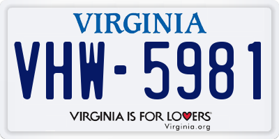 VA license plate VHW5981