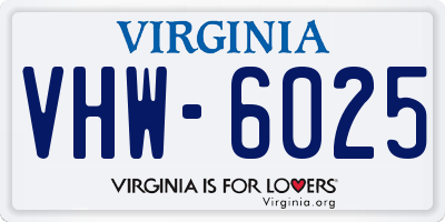 VA license plate VHW6025