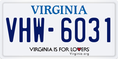 VA license plate VHW6031