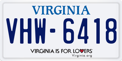 VA license plate VHW6418