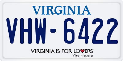 VA license plate VHW6422