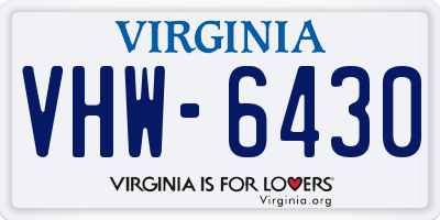 VA license plate VHW6430