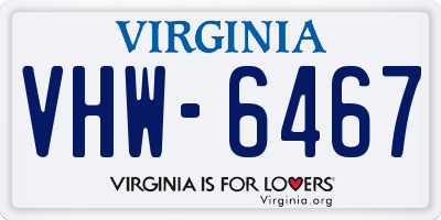 VA license plate VHW6467