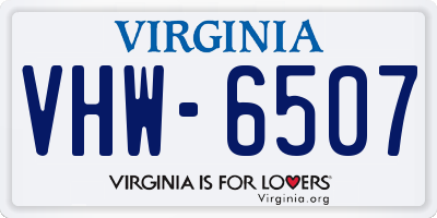VA license plate VHW6507
