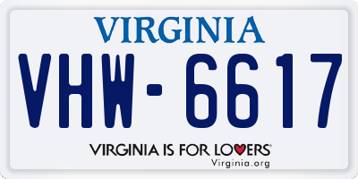 VA license plate VHW6617