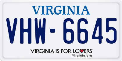VA license plate VHW6645
