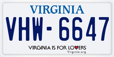 VA license plate VHW6647