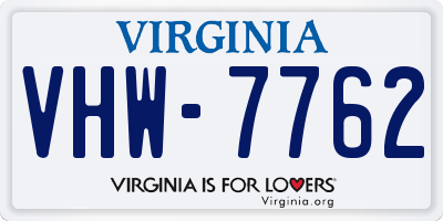 VA license plate VHW7762