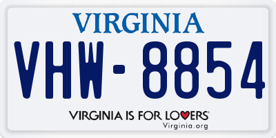 VA license plate VHW8854
