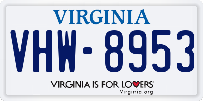 VA license plate VHW8953