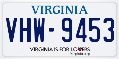 VA license plate VHW9453