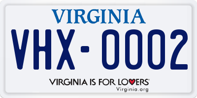 VA license plate VHX0002