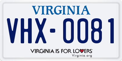 VA license plate VHX0081