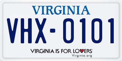 VA license plate VHX0101