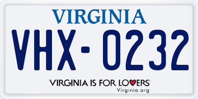 VA license plate VHX0232