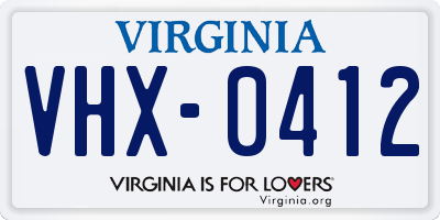 VA license plate VHX0412
