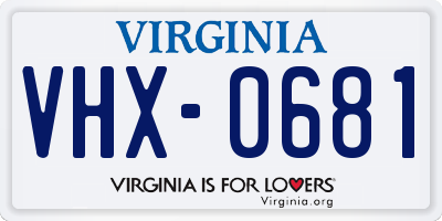 VA license plate VHX0681