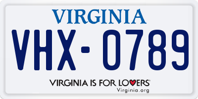 VA license plate VHX0789